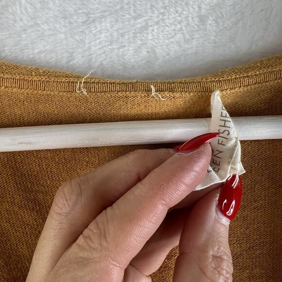 Eileen Fisher XS Tunic Sweater Cashmere Blend 3/4 Sleeve V-Neck Pullover Hooded - Picture 7 of 12